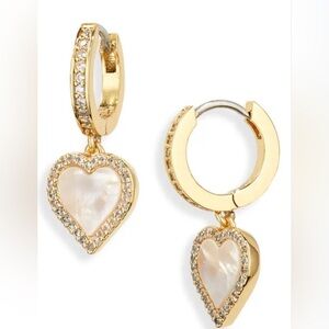 Kate Spade Take Heart (Gold/ CZ stones) Huggie drop earrings